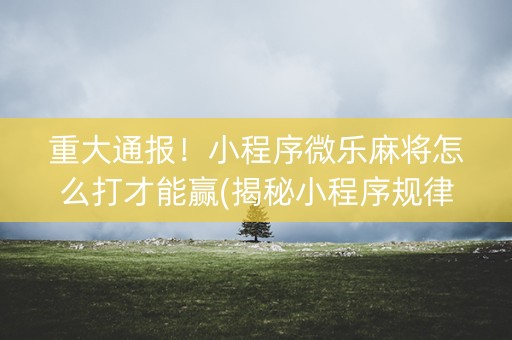 重大通报！小程序微乐麻将怎么打才能赢(揭秘小程序规律攻略)