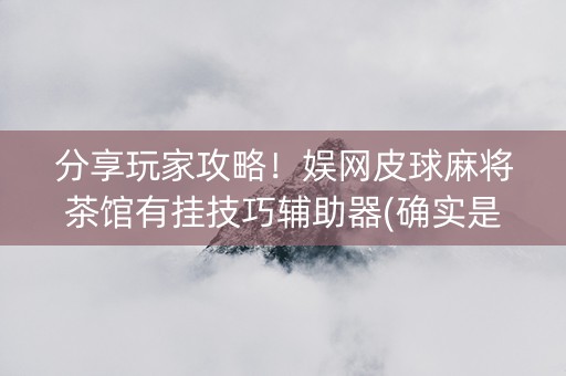 分享玩家攻略！娱网皮球麻将茶馆有挂技巧辅助器(确实是有挂)