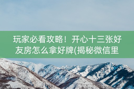 玩家必看攻略！开心十三张好友房怎么拿好牌(揭秘微信里攻略插件)