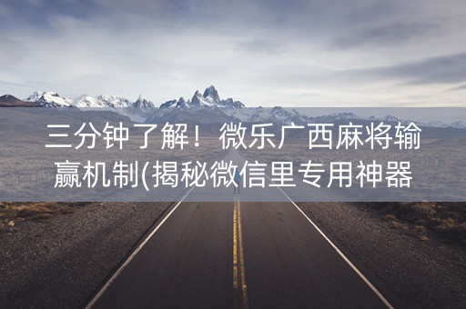 三分钟了解！微乐广西麻将输赢机制(揭秘微信里专用神器下载)