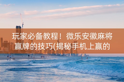 玩家必备教程！微乐安徽麻将赢牌的技巧(揭秘手机上赢的秘诀)