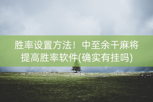 胜率设置方法！中至余干麻将提高胜率软件(确实有挂吗)