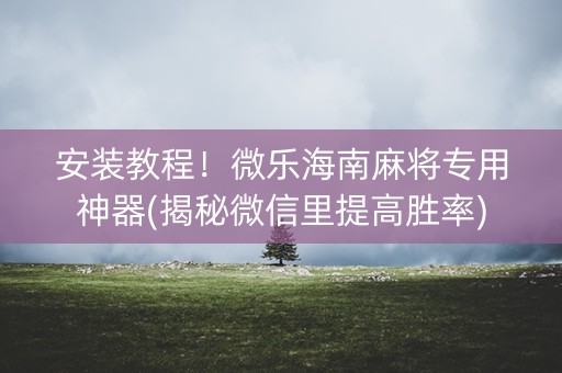 安装教程！微乐海南麻将专用神器(揭秘微信里提高胜率)