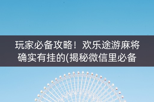 玩家必备攻略！欢乐途游麻将确实有挂的(揭秘微信里必备神器)