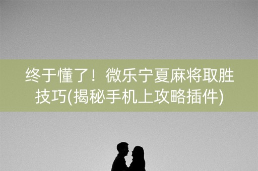 终于懂了！微乐宁夏麻将取胜技巧(揭秘手机上攻略插件)