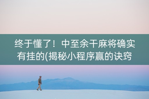 终于懂了！中至余干麻将确实有挂的(揭秘小程序赢的诀窍)