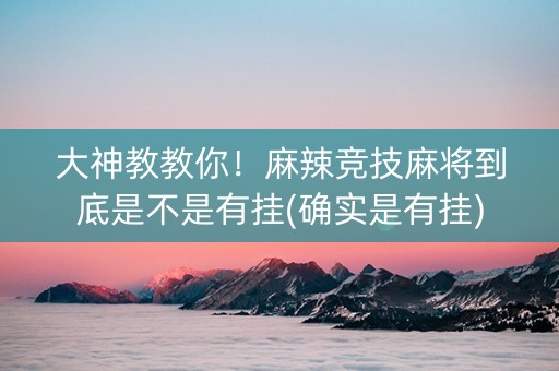 大神教教你！麻辣竞技麻将到底是不是有挂(确实是有挂)