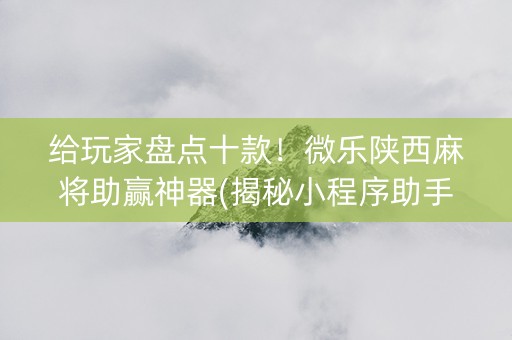 给玩家盘点十款！微乐陕西麻将助赢神器(揭秘小程序助手软件)