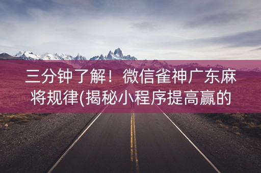 三分钟了解！微信雀神广东麻将规律(揭秘小程序提高赢的概率)