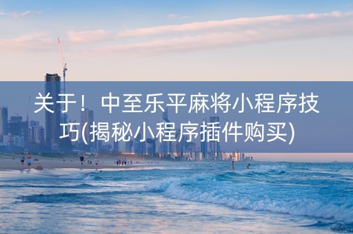 关于！中至乐平麻将小程序技巧(揭秘小程序插件购买)