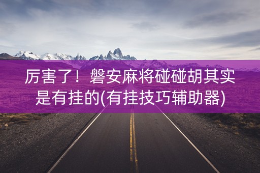 厉害了！磐安麻将碰碰胡其实是有挂的(有挂技巧辅助器)