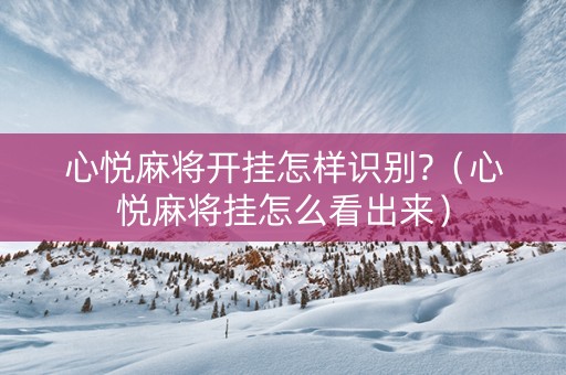 心悦麻将开挂怎样识别?（心悦麻将挂怎么看出来）