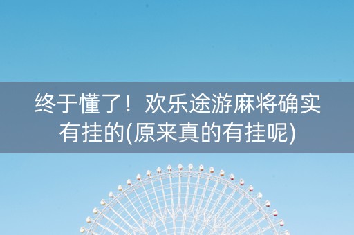 终于懂了！欢乐途游麻将确实有挂的(原来真的有挂呢)