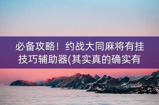 必备攻略！约战大同麻将有挂技巧辅助器(其实真的确实有挂)