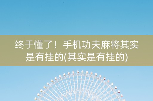 终于懂了！手机功夫麻将其实是有挂的(其实是有挂的)