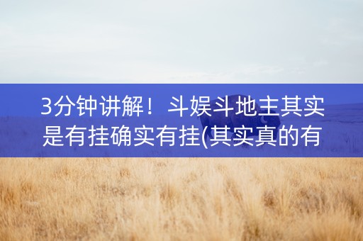 3分钟讲解！斗娱斗地主其实是有挂确实有挂(其实真的有挂)