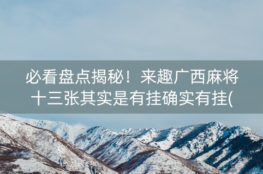 必看盘点揭秘！来趣广西麻将十三张其实是有挂确实有挂(其实真的有挂)