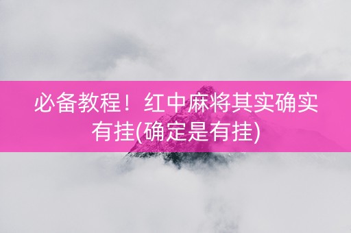 必备教程！红中麻将其实确实有挂(确定是有挂)