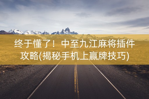 终于懂了！中至九江麻将插件攻略(揭秘手机上赢牌技巧)