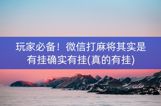 玩家必备！微信打麻将其实是有挂确实有挂(真的有挂)