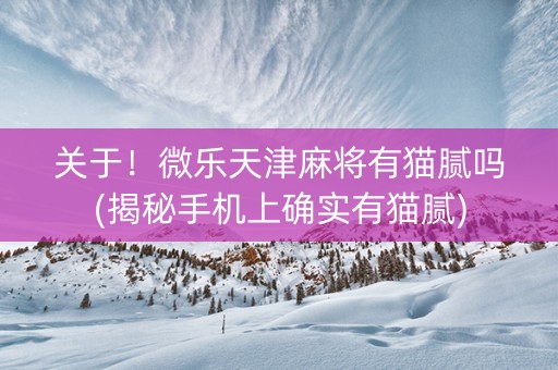关于！微乐天津麻将有猫腻吗(揭秘手机上确实有猫腻)