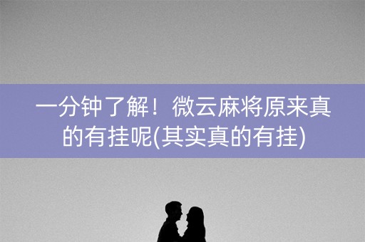 一分钟了解！微云麻将原来真的有挂呢(其实真的有挂)