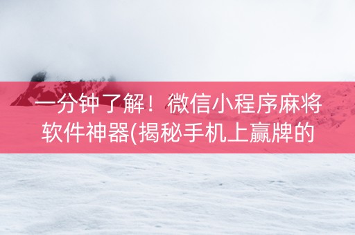 一分钟了解！微信小程序麻将软件神器(揭秘手机上赢牌的技巧)