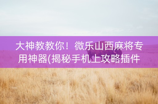 大神教教你！微乐山西麻将专用神器(揭秘手机上攻略插件)