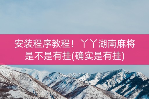 安装程序教程！丫丫湖南麻将是不是有挂(确实是有挂)