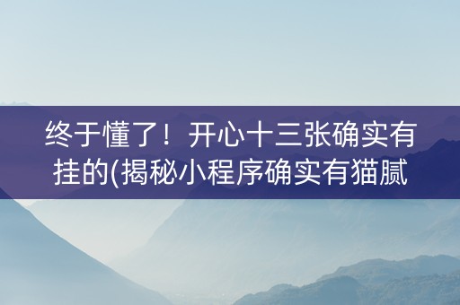 终于懂了！开心十三张确实有挂的(揭秘小程序确实有猫腻)