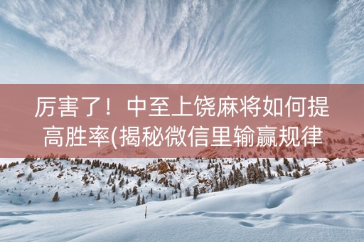 厉害了！中至上饶麻将如何提高胜率(揭秘微信里输赢规律)
