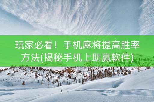 玩家必看！手机麻将提高胜率方法(揭秘手机上助赢软件)
