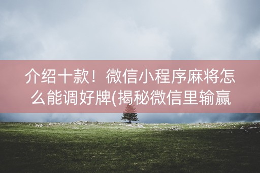 介绍十款！微信小程序麻将怎么能调好牌(揭秘微信里输赢规律)