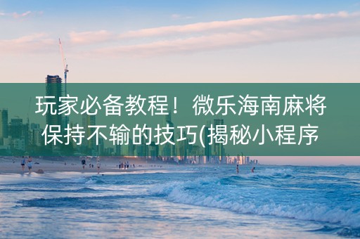 玩家必备教程！微乐海南麻将保持不输的技巧(揭秘小程序赢牌的技巧)