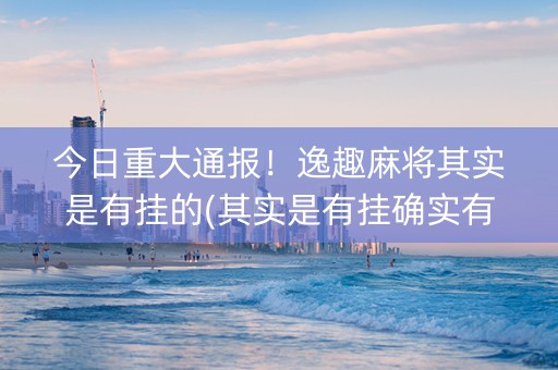 今日重大通报！逸趣麻将其实是有挂的(其实是有挂确实有挂)