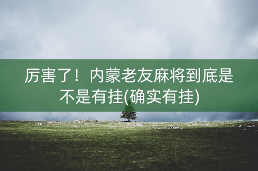 厉害了！内蒙老友麻将到底是不是有挂(确实有挂)
