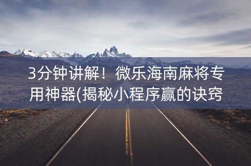 3分钟讲解！微乐海南麻将专用神器(揭秘小程序赢的诀窍)