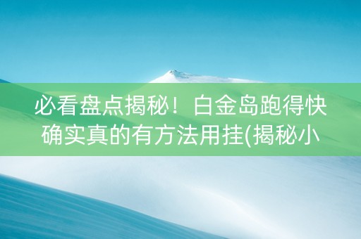 必看盘点揭秘！白金岛跑得快确实真的有方法用挂(揭秘小程序助手软件)