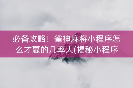 必备攻略！雀神麻将小程序怎么才赢的几率大(揭秘小程序如何让牌变好)