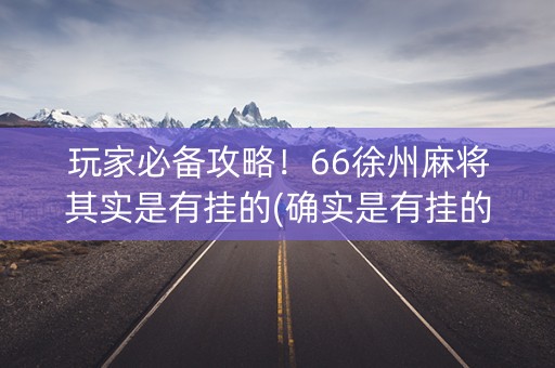 玩家必备攻略！66徐州麻将其实是有挂的(确实是有挂的)