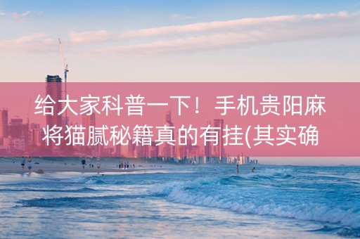 给大家科普一下！手机贵阳麻将猫腻秘籍真的有挂(其实确实有挂)