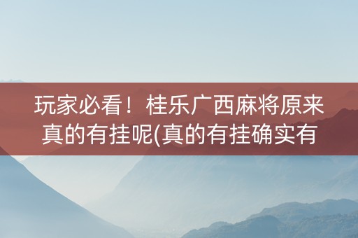 玩家必看！桂乐广西麻将原来真的有挂呢(真的有挂确实有挂)
