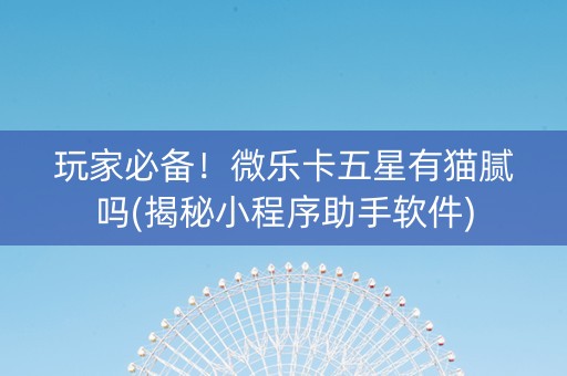 玩家必备！微乐卡五星有猫腻吗(揭秘小程序助手软件)