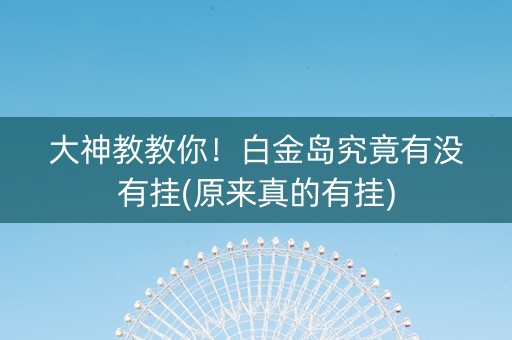 大神教教你！白金岛究竟有没有挂(原来真的有挂)