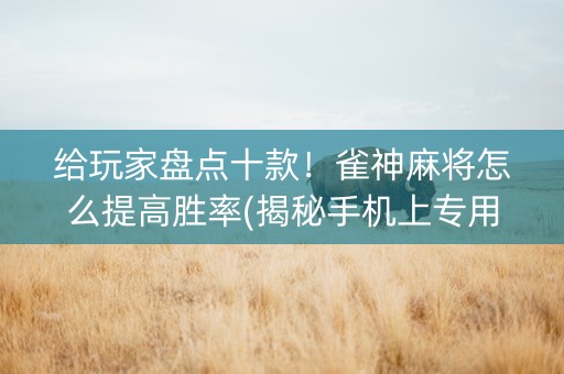 给玩家盘点十款！雀神麻将怎么提高胜率(揭秘手机上专用神器)