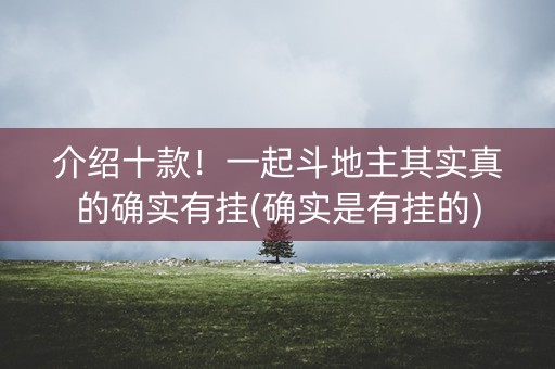 介绍十款！一起斗地主其实真的确实有挂(确实是有挂的)