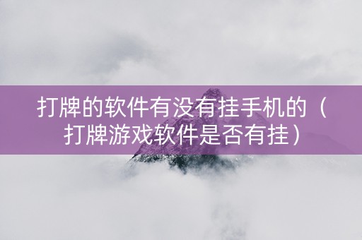 打牌的软件有没有挂手机的（打牌游戏软件是否有挂）
