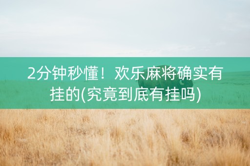 2分钟秒懂！欢乐麻将确实有挂的(究竟到底有挂吗)