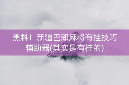 黑料！新疆巴郎麻将有挂技巧辅助器(其实是有挂的)