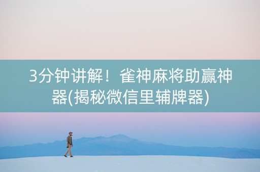 3分钟讲解！雀神麻将助赢神器(揭秘微信里辅牌器)